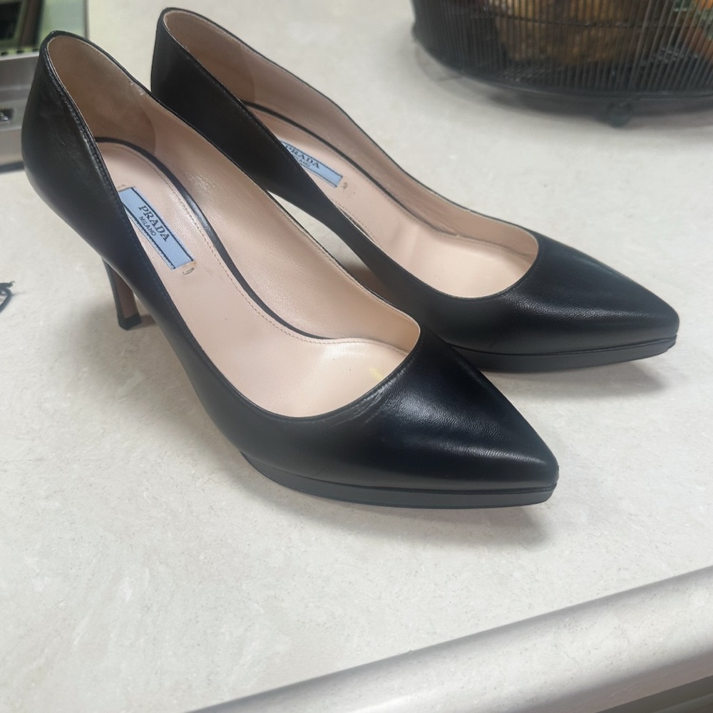 Prada Black Heels Sleek Pointed Toe Design